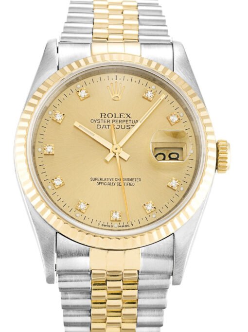 Rolex Datejust 36mm Champagne Diamonds Dial 16233