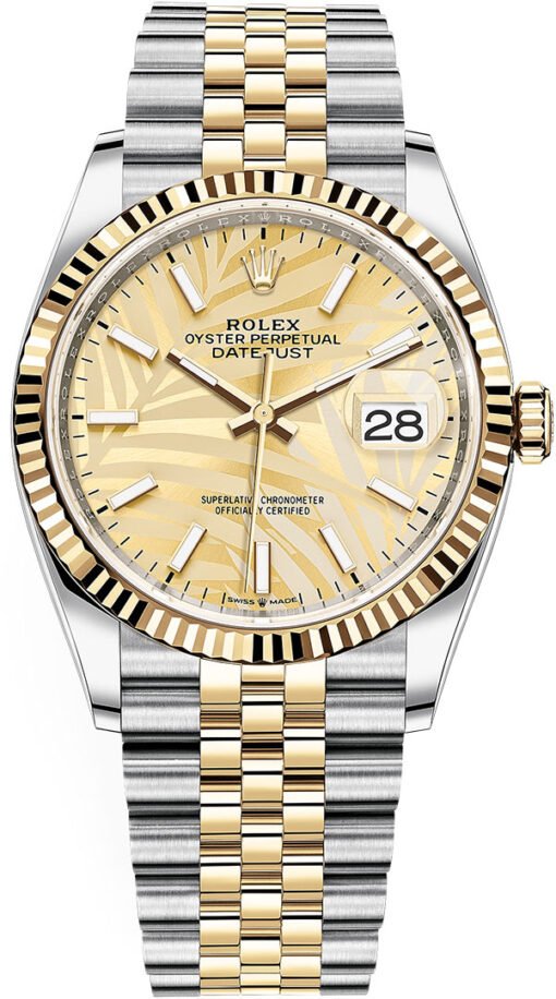 Rolex Datejust 36mm Gold Palm Motif Dial 126233