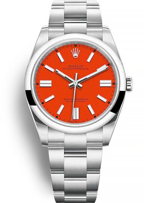 Rolex Oyster Perpetual 41mm Coral Red Dial 124300