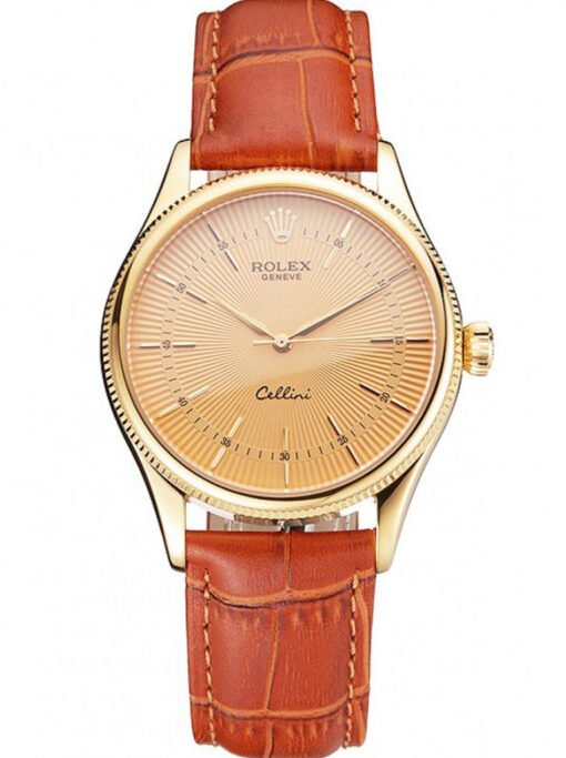 Superclone Rolex Cellini 38mm Gold Dial REP016808